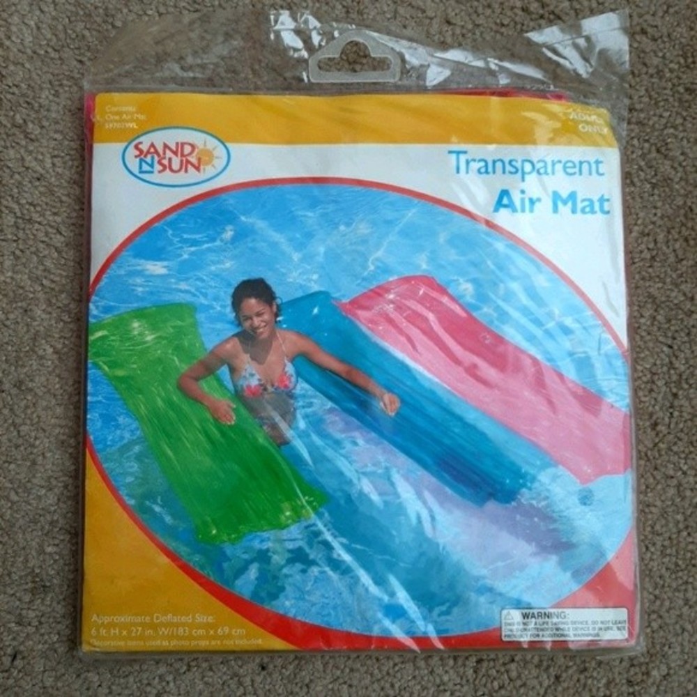 New 6 ft Sand N Sun Adult Pink Transparent Air Mat